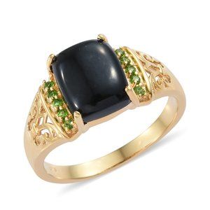 California Black Jade, Russian Diopside Ring